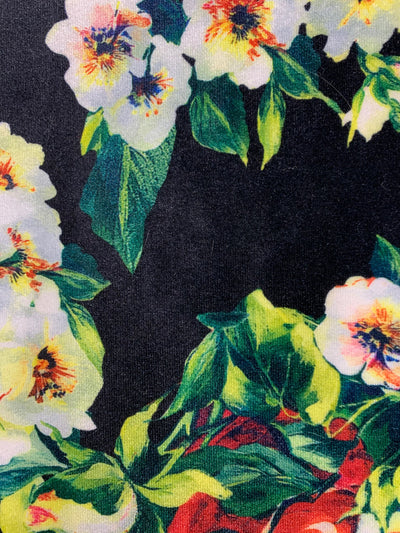 Sutton FLORAL Print 11 on Polyester Stretch Velvet for Bows, Topknot, Scrunchies, Clothes, Costumes, Crafts - 10171