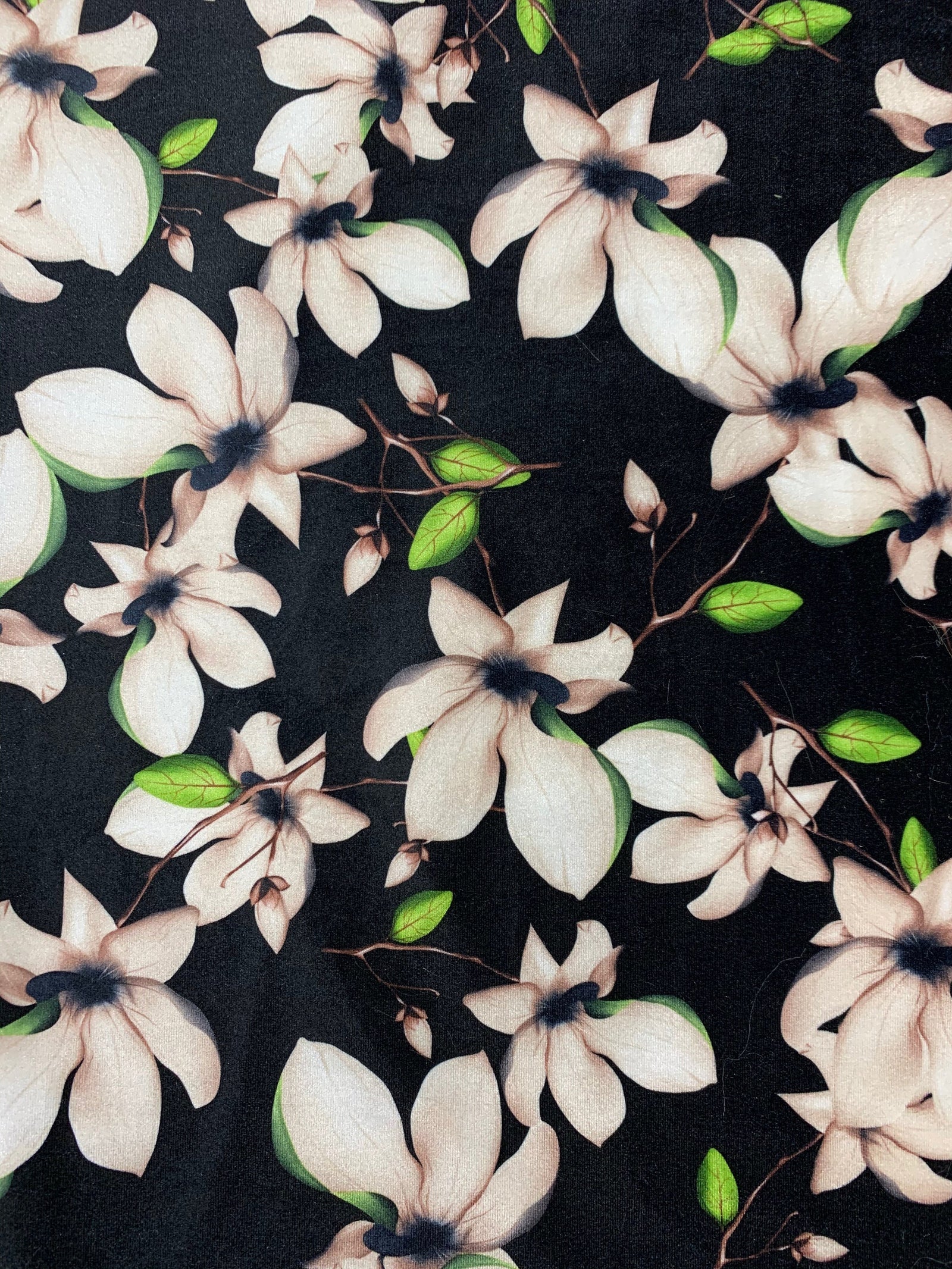 Sutton FLORAL Print 13 on Polyester Stretch Velvet for Bows, Topknot, Scrunchies, Clothes, Costumes, Crafts - 10171