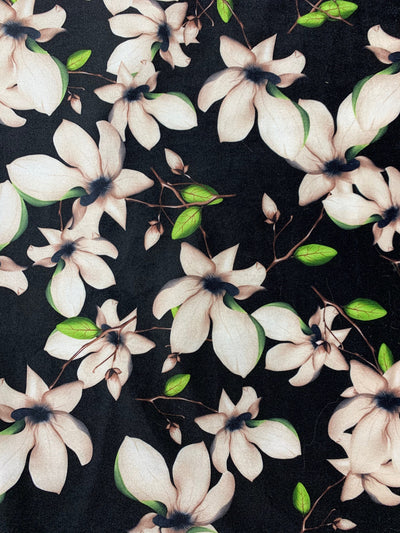 Sutton FLORAL Print 13 on Polyester Stretch Velvet for Bows, Topknot, Scrunchies, Clothes, Costumes, Crafts - 10171