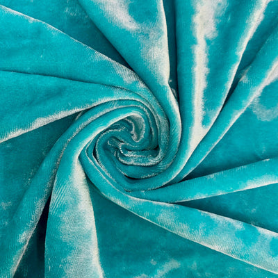 Samantha AQUA Polyester Stretch Crushed Velvet Fabric by the Yard for Bows, Topknot. Headwraps, Scrunchies, Clothes, Costumes, Crafts
