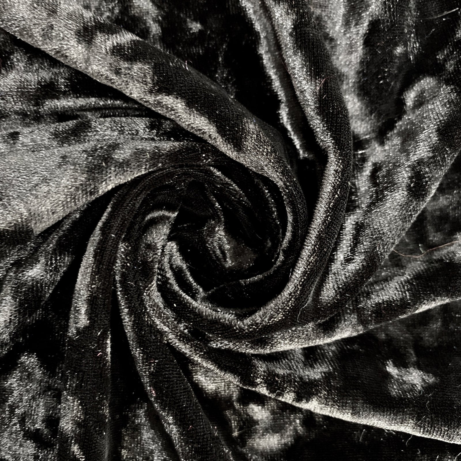 Samantha BLACK Polyester Stretch Crushed Velvet Fabric by the Yard for Bows, Topknot. Headwraps, Scrunchies, Clothes, Costumes, Crafts