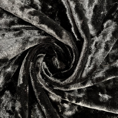 Samantha BLACK Polyester Stretch Crushed Velvet Fabric by the Yard for Bows, Topknot. Headwraps, Scrunchies, Clothes, Costumes, Crafts