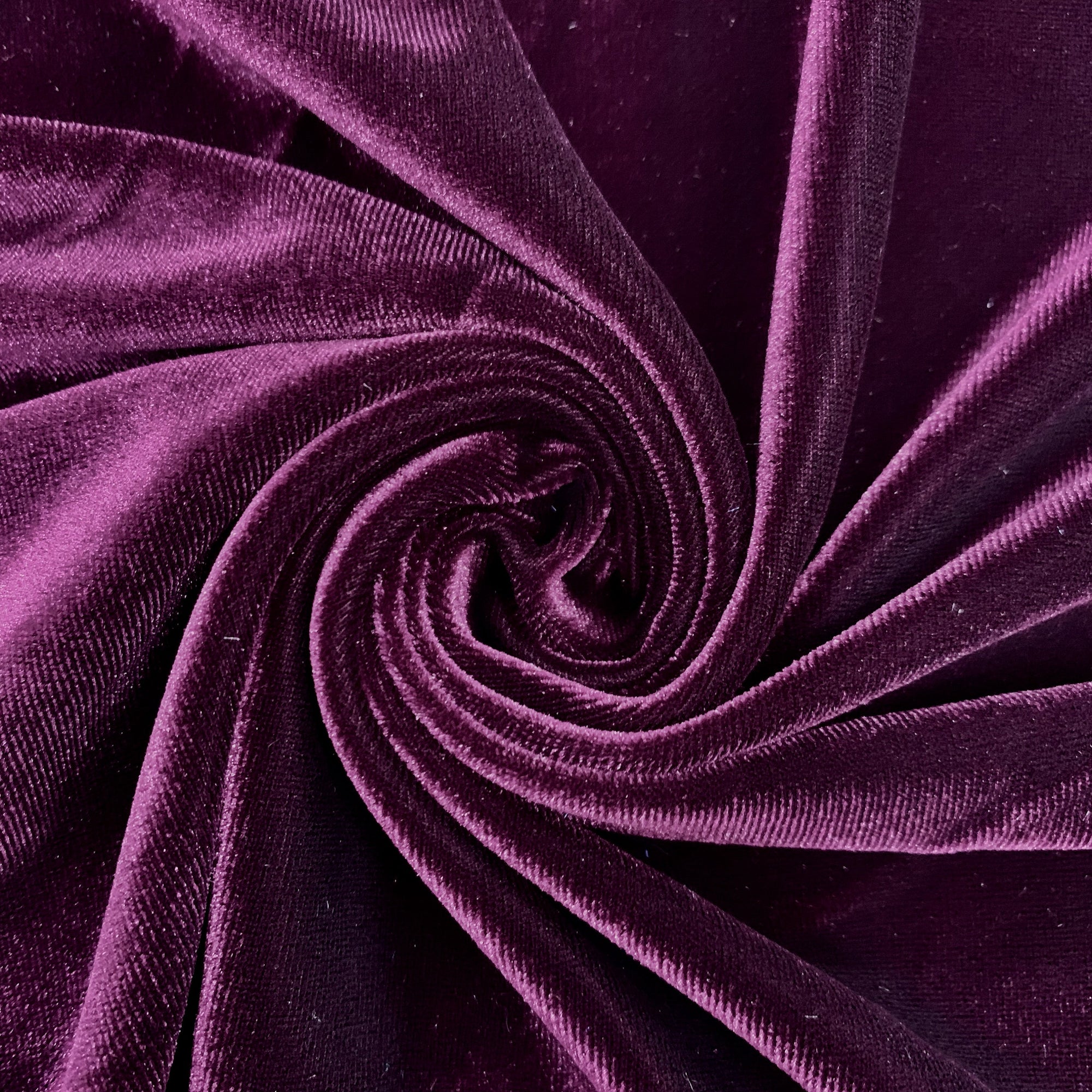 Princess EGGPLANT Polyester Spandex Stretch Velvet Fabric by the Yard for Tops, Dresses, Skirts, Dance Wear, Costumes, Crafts - 10001