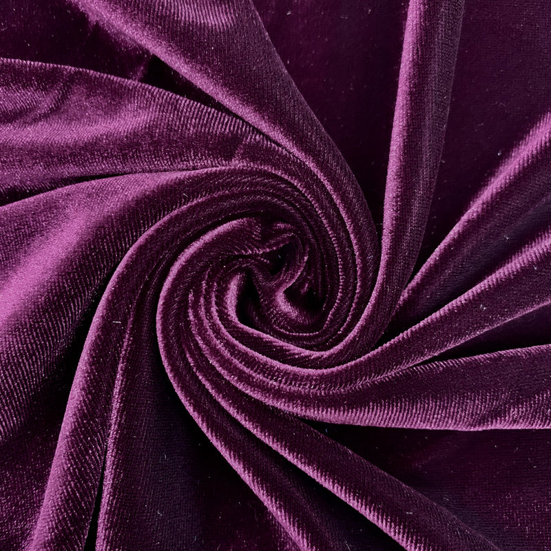 Princess EGGPLANT Polyester Spandex Stretch Velvet Fabric by the Yard for Tops, Dresses, Skirts, Dance Wear, Costumes, Crafts - 10001