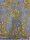 Dakota GOLD Polyester Corded Floral Embroidery on Mesh Lace Fabric by the Yard - 10043