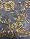 Dakota GOLD Polyester Corded Floral Embroidery on Mesh Lace Fabric by the Yard - 10043