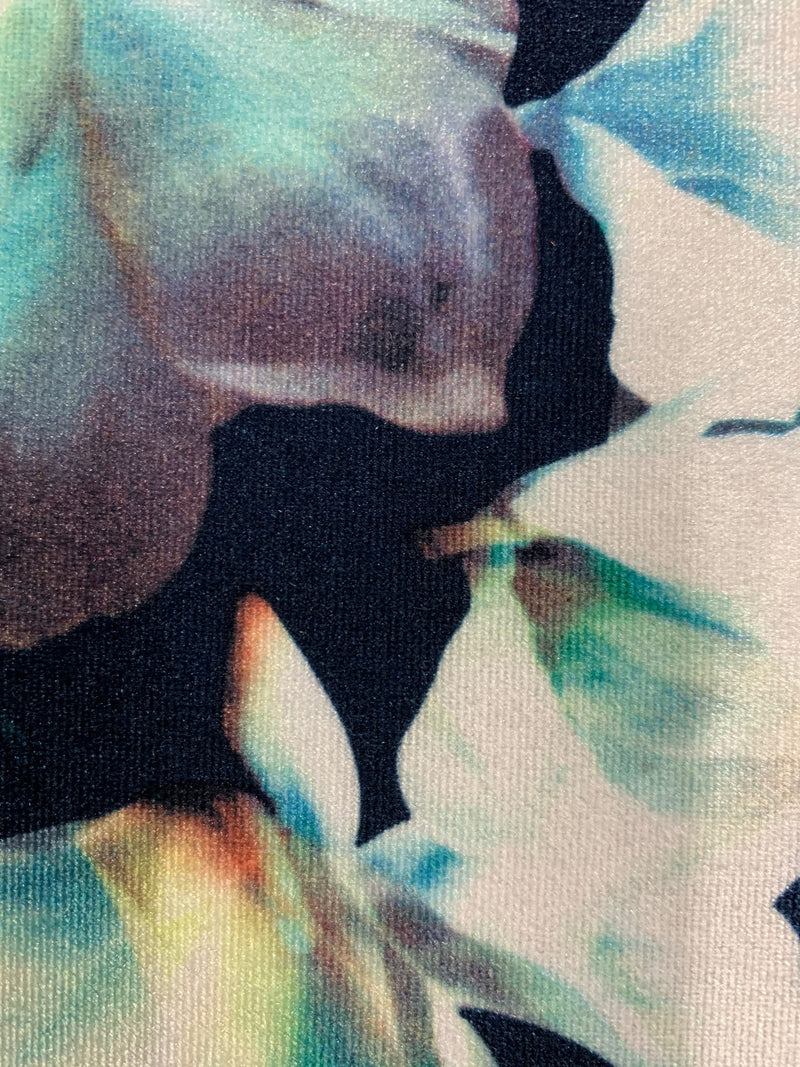 Sutton FLORAL Print 16 on Polyester Stretch Velvet for Bows, Topknot, Scrunchies, Clothes, Costumes, Crafts - 10171