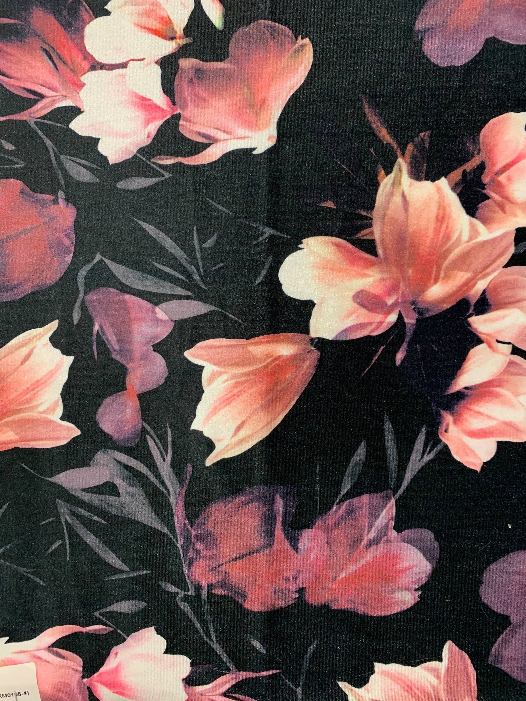 Sutton FLORAL Print 17 on Polyester Stretch Velvet for Bows, Topknot, Scrunchies, Clothes, Costumes, Crafts - 10171