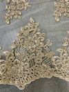 Brianna CHAMPAGNE Polyester Floral Embroidery with Sequins on Mesh Lace Fabric by the Yard - 10020