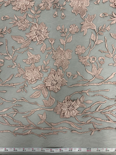 Nina DARK MAUVE Polyester 3-D Floral Embroidery on Mesh Lace Fabric by the Yard - 10032