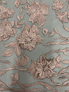 Nina DARK MAUVE Polyester 3-D Floral Embroidery on Mesh Lace Fabric by the Yard - 10032