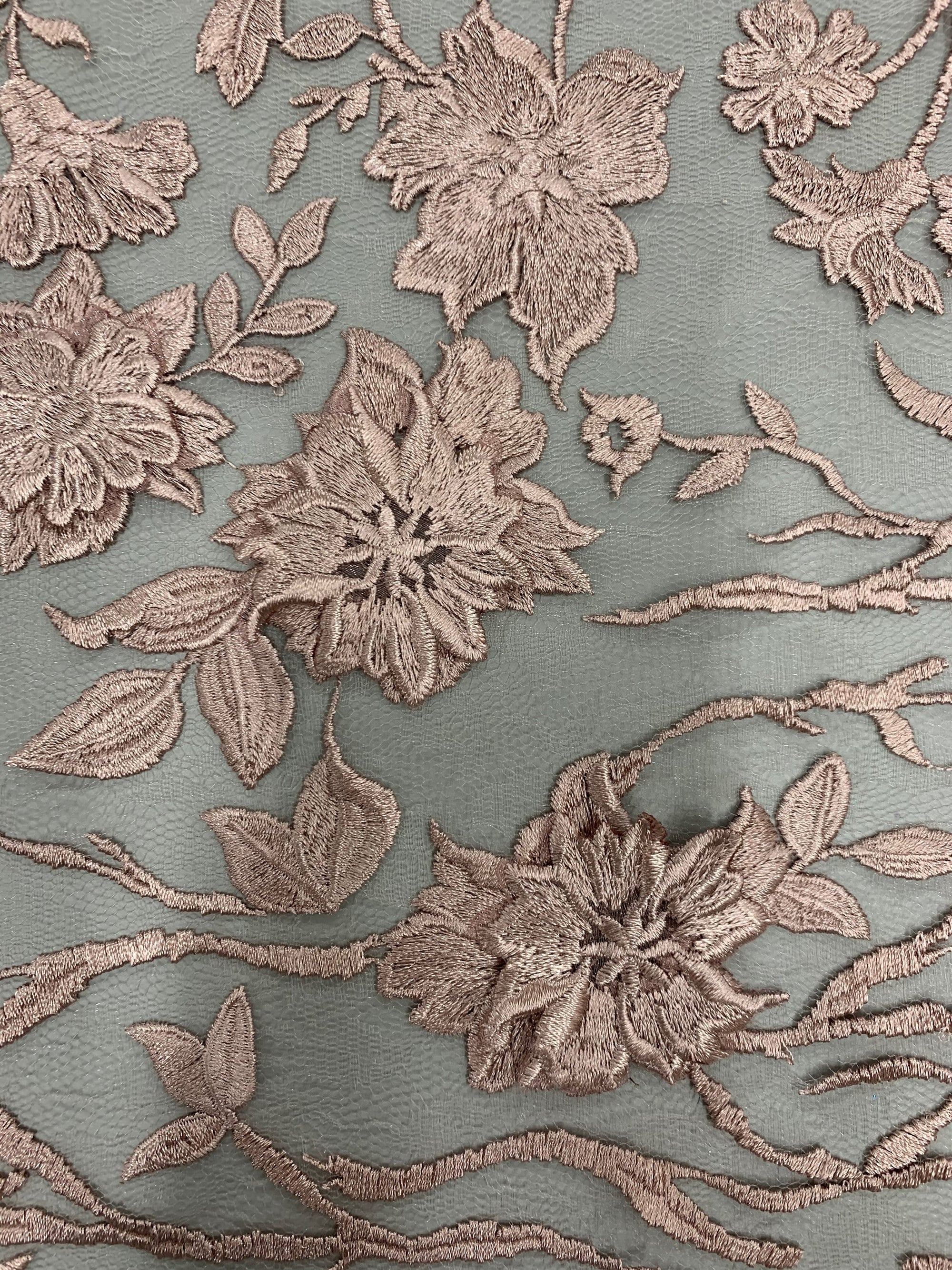 Nina DARK MAUVE Polyester 3-D Floral Embroidery on Mesh Lace Fabric by the Yard - 10032