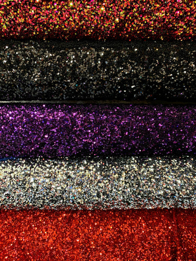 Stephanie ORCHID Overlap Sequins on MAGENTA Stretch Velvet Fabric by the Yard for Gowns, Apparel, Costumes, Crafts - 10185