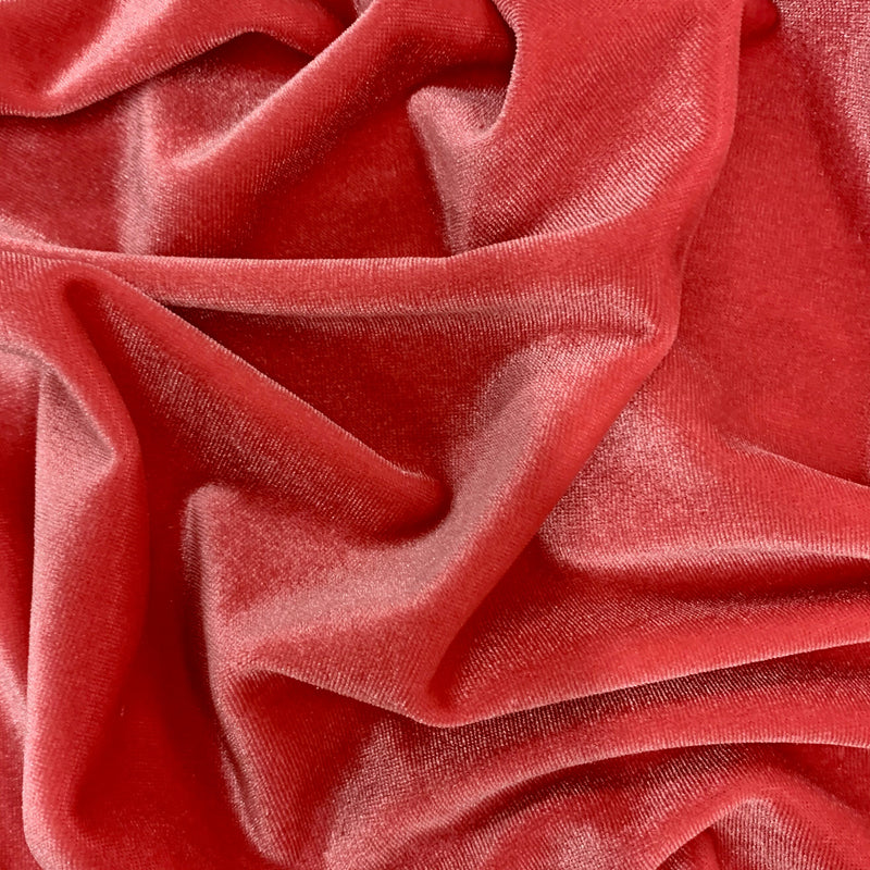 Princess DARK CORAL Polyester Spandex Stretch Velvet Fabric by the Yard for Ribbons, Headwraps, Clothes, Costumes, Crafts - NewFabricsDaily