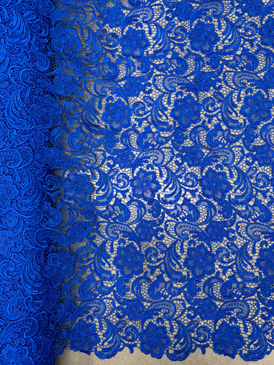 Maggie ROYAL BLUE Guipure Venice Heavy Lace Fabric by the Yard - 10019