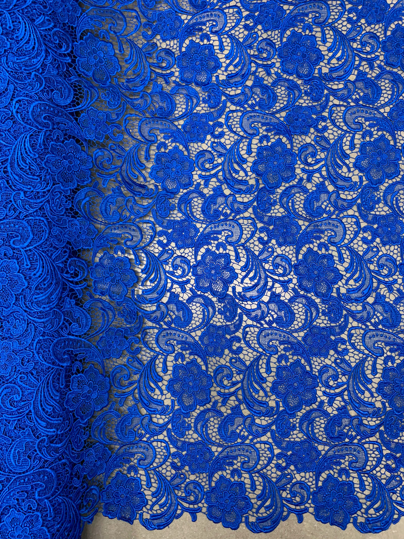 Maggie ROYAL BLUE Guipure Venice Heavy Lace Fabric by the Yard - 10019
