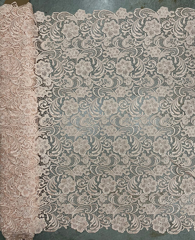 Maggie BLUSH PEACH Guipure Venice Heavy Lace Fabric by the Yard - 10019