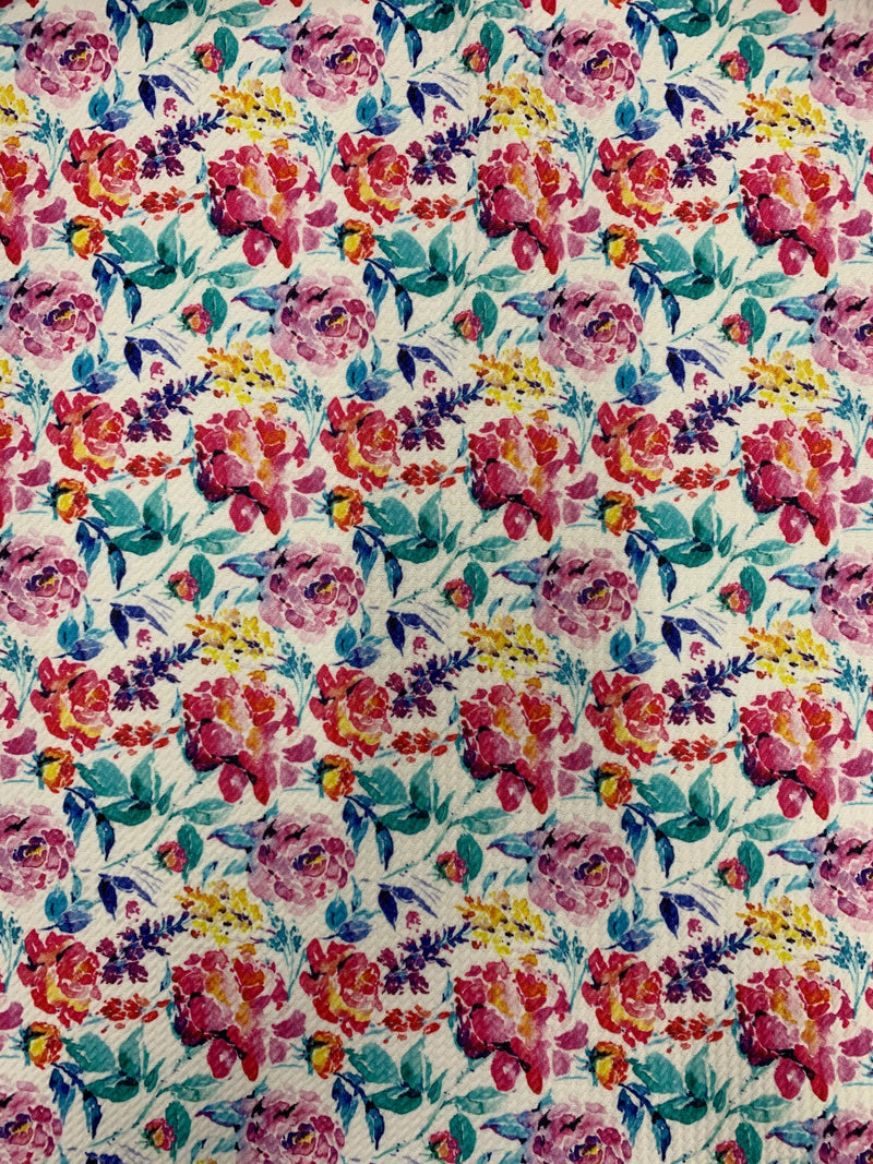 Dorothy FLORAL 1 Printed Bullet Stretch Fabric for Ribbons, Head Wraps, Top Knots, Scrunchies, Clothes, Costumes, Crafts - 10179