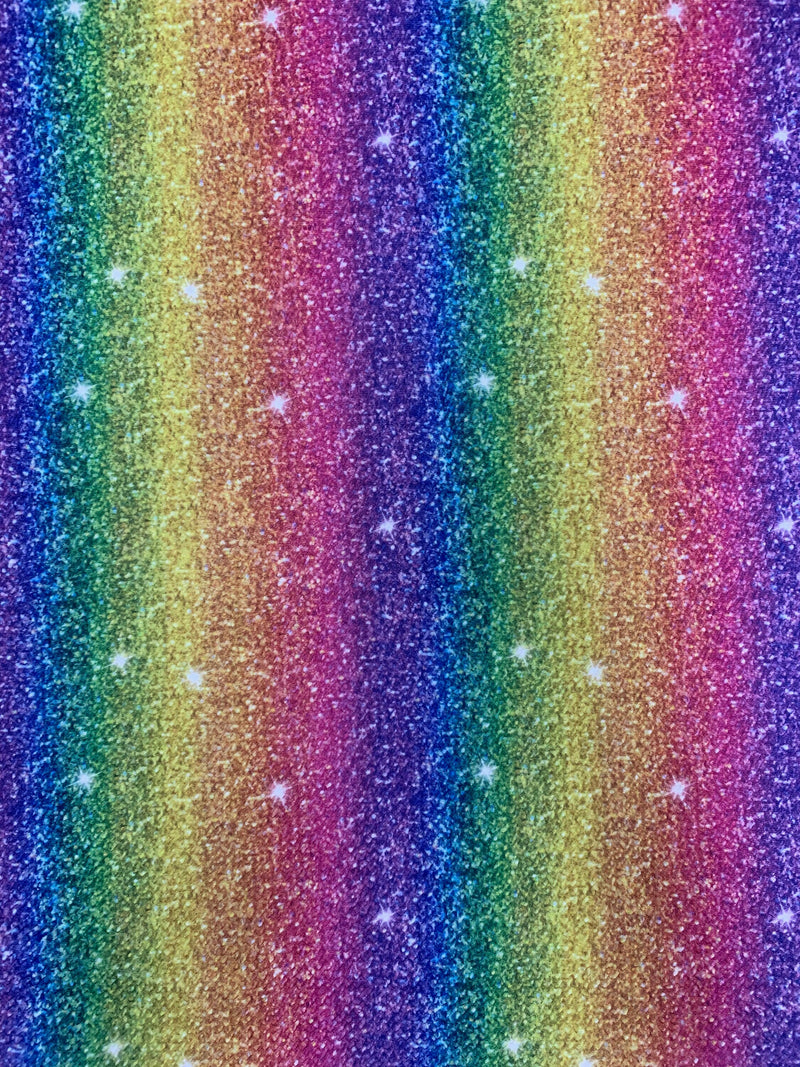Dorothy RAINBOW Printed Bullet Stretch Fabric for Ribbons, Head Wraps, Top Knots, Scrunchies, Clothes, Costumes, Crafts - 10179