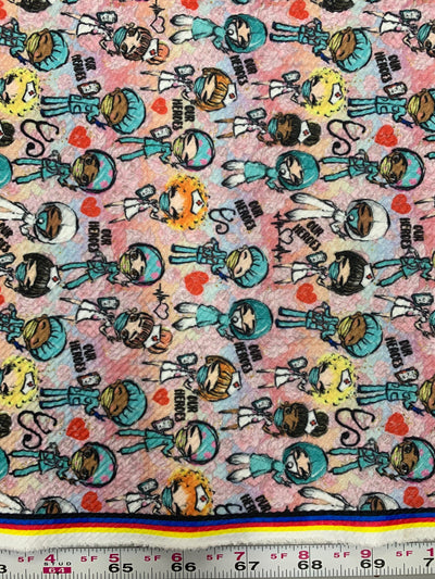 Dorothy DOCTORS & NURSES Printed Bullet Stretch Fabric for Ribbons, Head Wraps, Top Knots, Scrunchies, Clothes, Costumes, Crafts