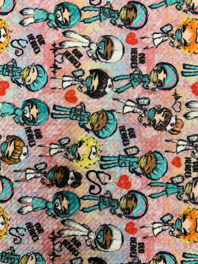 Dorothy DOCTORS & NURSES Printed Bullet Stretch Fabric for Ribbons, Head Wraps, Top Knots, Scrunchies, Clothes, Costumes, Crafts
