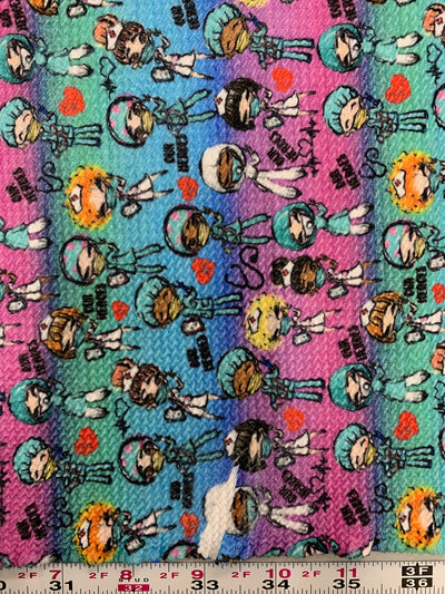 Dorothy DOCTORS & NURSES 2 Printed Bullet Stretch Fabric for Ribbons, Head Wraps, Top Knots, Scrunchies, Clothes, Costumes, Crafts