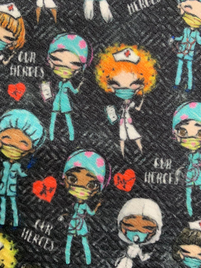Dorothy DOCTORS & NURSES 3 Printed Bullet Stretch Fabric for Ribbons, Head Wraps, Top Knots, Scrunchies, Clothes, Costumes, Crafts
