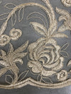 Dakota CHAMPAGNE Polyester Corded Floral Embroidery on Mesh Lace Fabric by the Yard - 10043