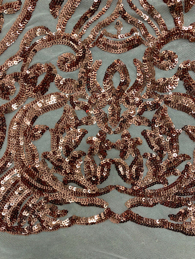Phoebe COPPER Sequins on Mesh Lace Fabric by the Yard - 10062
