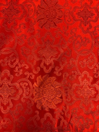 Adelaide RED Chinese Brocade Satin Fabric by the Yard - 10058