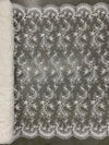 Melody IVORY Polyester Floral Embroidery with Sequins on Mesh Lace Fabric by the Yard for Gown, Wedding, Bridesmaid, Prom - 10002