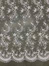 Melody IVORY Polyester Floral Embroidery with Sequins on Mesh Lace Fabric by the Yard for Gown, Wedding, Bridesmaid, Prom - 10002