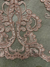 Vivian DUSTY ROSE Polyester Embroidery with Sequins on Mesh Lace Fabric by the Yard for Gown, Wedding, Bridesmaid, Prom - 10003