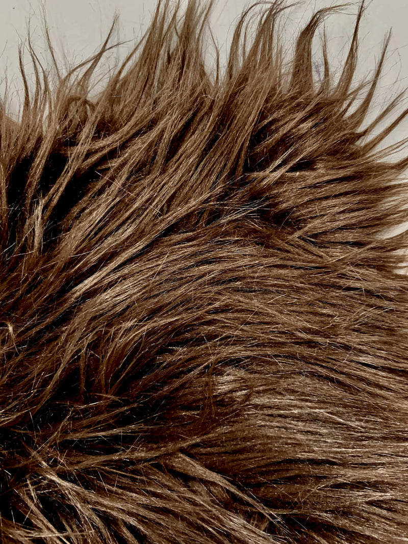 Eden BROWN Shaggy Long Pile Soft Faux Fur Fabric for Fursuit, Cosplay Costume, Photo Prop, Trim, Throw Pillow, Crafts