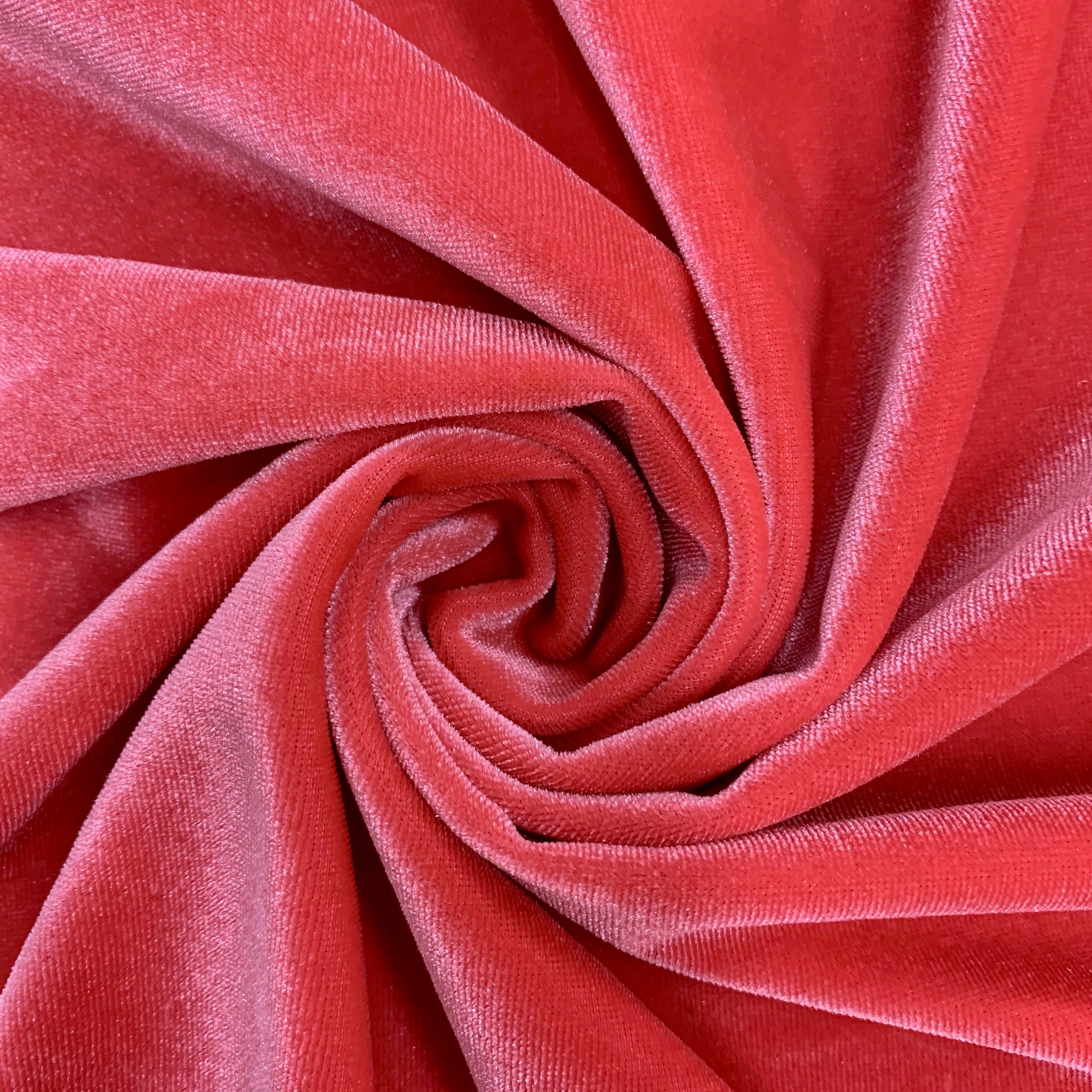 Princess DARK CORAL Polyester Spandex Stretch Velvet Fabric by the Yard for Ribbons, Headwraps, Clothes, Costumes, Crafts - NewFabricsDaily