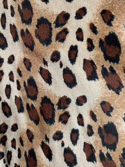 Dana BLACK BROWN CAMEL Leopard Pattern Polyester Stretch Velvet Fabric for Bows, Top Knots, Head Wraps, Clothes, Costumes, Crafts