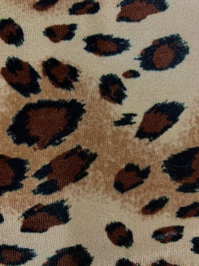 Dana BLACK BROWN CAMEL Leopard Pattern Polyester Stretch Velvet Fabric for Bows, Top Knots, Head Wraps, Clothes, Costumes, Crafts