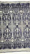 Phoebe NAVY BLUE Sequins on Mesh Lace Fabric by the Yard - 10062