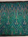 Alaina IRIDESCENT GREEN BLUE Mermaid Curlicue Sequins on Mesh Lace Fabric by the Yard - 10018