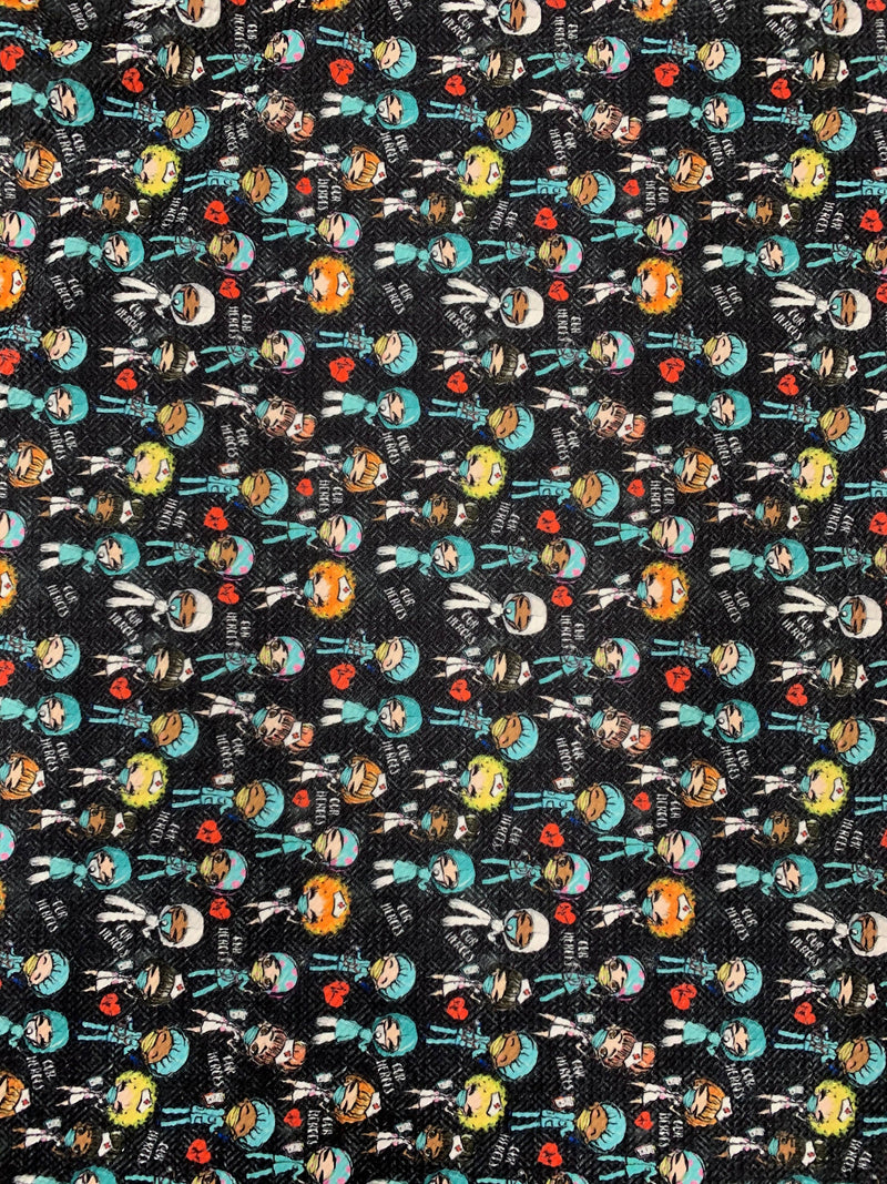 Dorothy DOCTORS & NURSES 3 Printed Bullet Stretch Fabric for Ribbons, Head Wraps, Top Knots, Scrunchies, Clothes, Costumes, Crafts