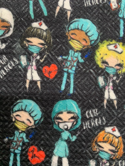 Dorothy DOCTORS & NURSES 3 Printed Bullet Stretch Fabric for Ribbons, Head Wraps, Top Knots, Scrunchies, Clothes, Costumes, Crafts