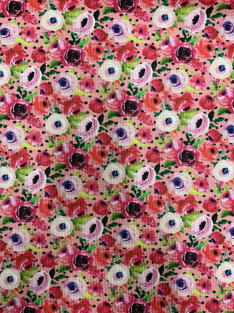 Dorothy FLORAL 3 Printed Bullet Stretch Fabric for Ribbons, Head Wraps, Top Knots, Scrunchies, Clothes, Costumes, Crafts - 10179