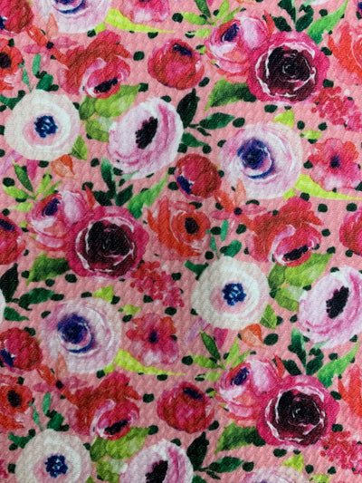 Dorothy FLORAL 3 Printed Bullet Stretch Fabric for Ribbons, Head Wraps, Top Knots, Scrunchies, Clothes, Costumes, Crafts - 10179