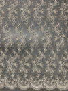 Melody CREAM Polyester Floral Embroidery with Sequins on Mesh Lace Fabric by the Yard for Gown, Wedding, Bridesmaid, Prom - 10002