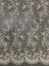 Melody CREAM Polyester Floral Embroidery with Sequins on Mesh Lace Fabric by the Yard for Gown, Wedding, Bridesmaid, Prom - 10002