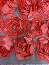 Maci CORAL 3D Floral Polyester Satin Rosette on Mesh Fabric by the Yard - 10057