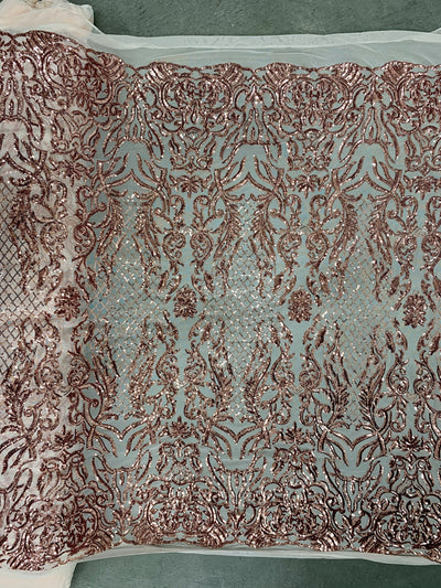 Phoebe COPPER Sequins on Mesh Lace Fabric by the Yard - 10062