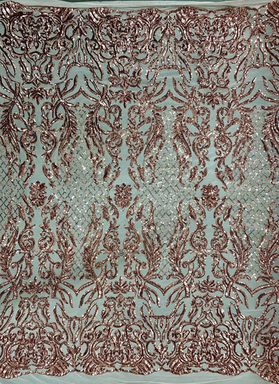 Phoebe COPPER Sequins on Mesh Lace Fabric by the Yard - 10062