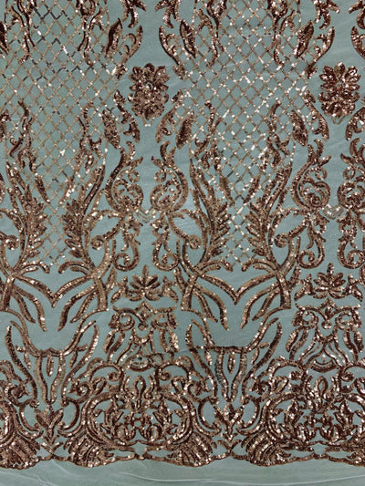 Phoebe COPPER Sequins on Mesh Lace Fabric by the Yard - 10062