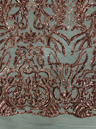 Phoebe COPPER Sequins on Mesh Lace Fabric by the Yard - 10062